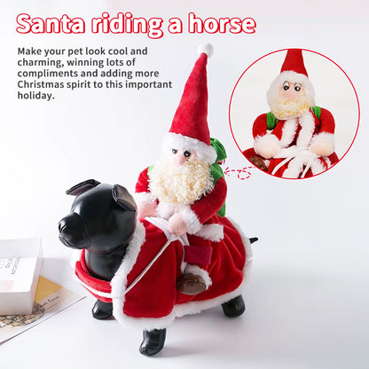 Costume de Noël amusant pour chien – Père Noël cavalier