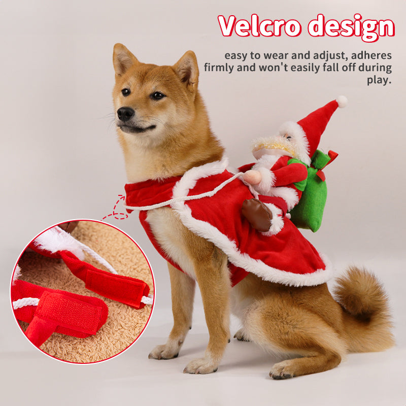 Costume de Noël amusant pour chien – Père Noël cavalier