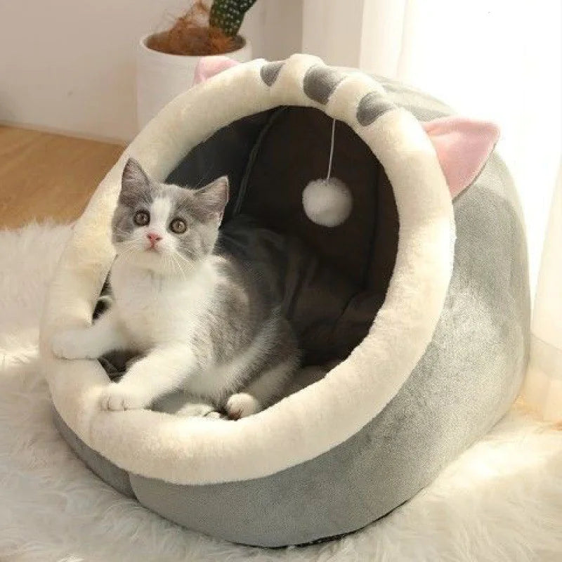 Villa à litière pour chat semi-fermée, amovible et lavable