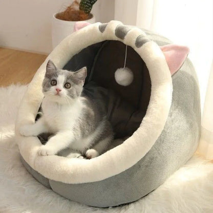 Villa à litière pour chat semi-fermée, amovible et lavable