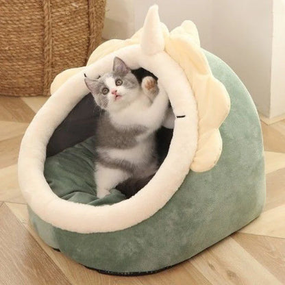Villa à litière pour chat semi-fermée, amovible et lavable