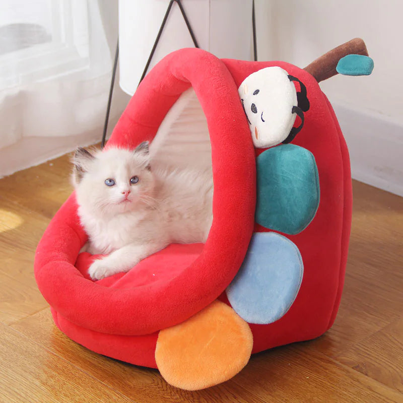 Villa à litière pour chat semi-fermée, amovible et lavable