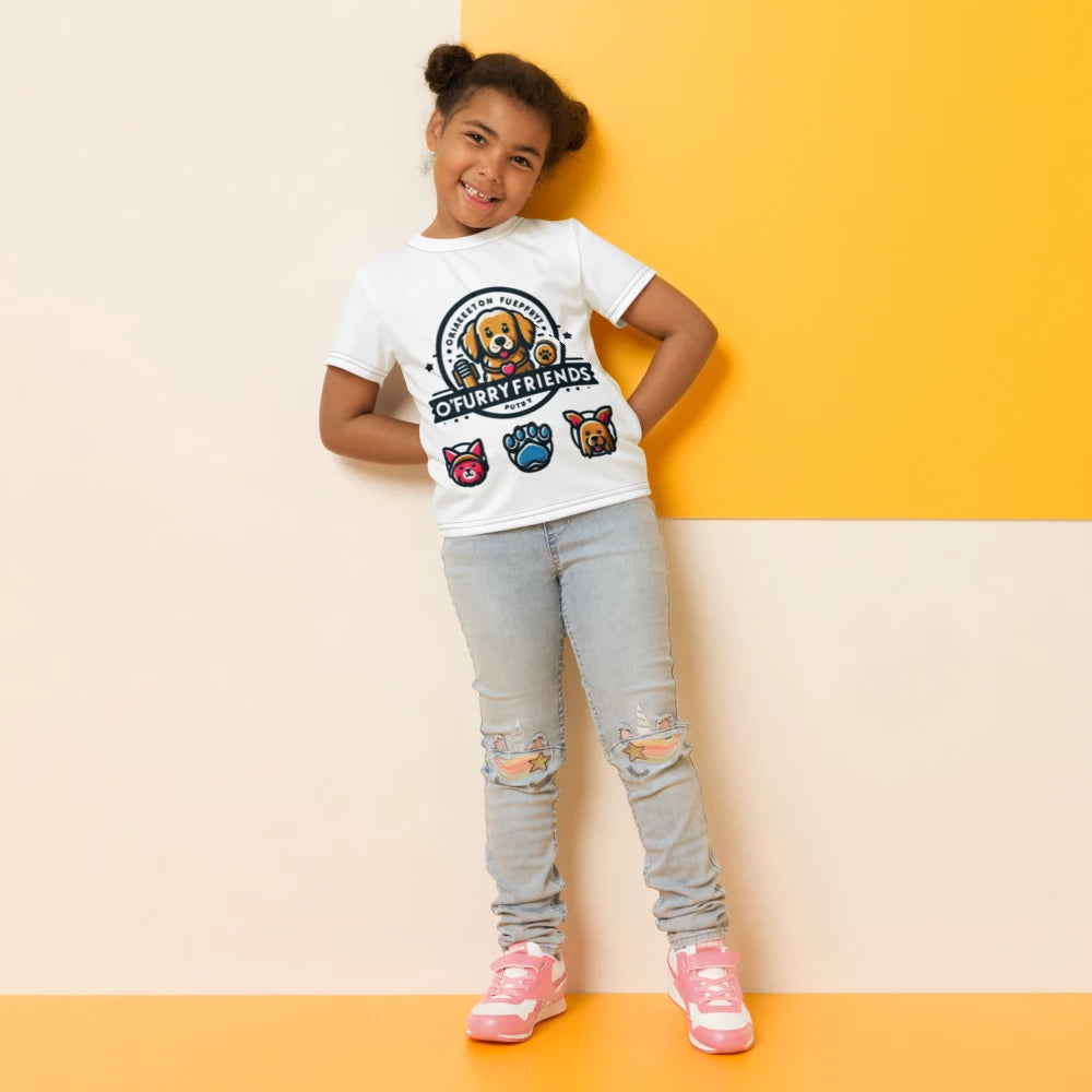 T-shirt col rond pour enfants à imprimé intégral