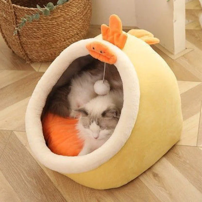 Villa à litière pour chat semi-fermée, amovible et lavable