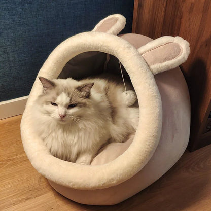 Villa à litière pour chat semi-fermée, amovible et lavable
